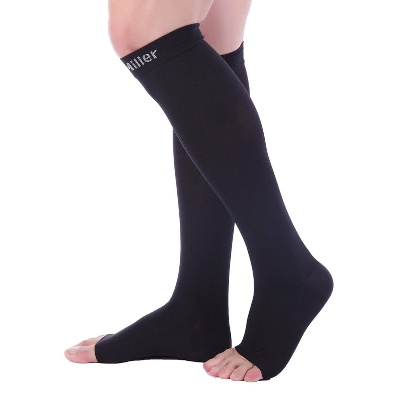 [Australia] - Doc Miller Open Toe Compression Socks 1 Pair 15-20 mmHg Firm Support Black Medium 