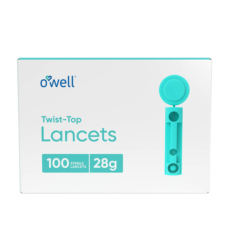 [Australia] - O’Well Twist Top Lancets 28 Gauge, 100 Count | Thick Needle Lancets for Blood Glucose & Keto Testing | Box of 100 Sterile Lancets 100 Count (Pack of 1) 