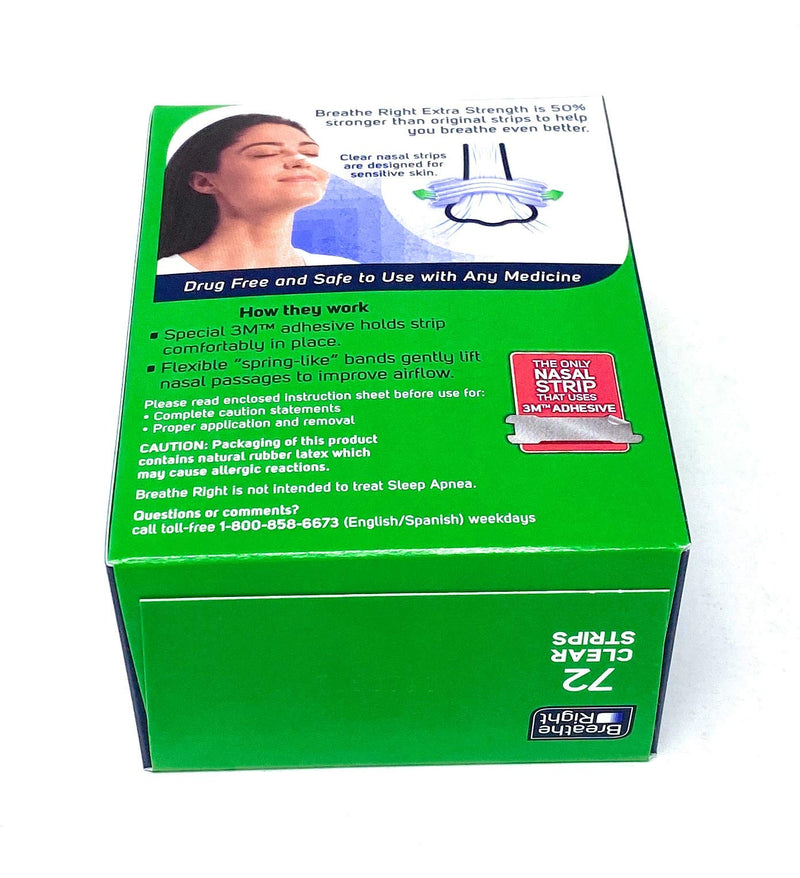 [Australia] - Breathe Right Nasal Strips, Extra Clear for Sensitive Skin, 72 Clear Strips 