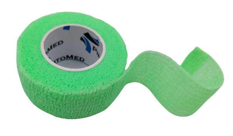 [Australia] - PintoMed - Green Cohesive Bandage Stretched 6 Rolls x 2.5cm x 4.5mts Self-adhesive Flexible Bandages, Professional Quality, First Aid Sports Wrap Bandages - Pack of 6 