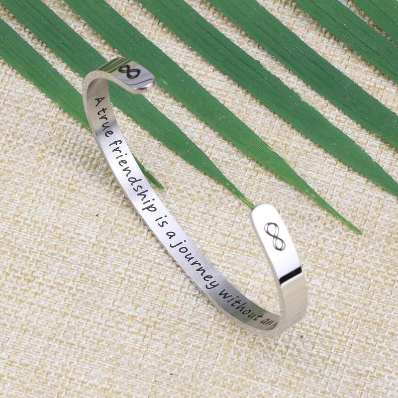 [Australia] - Joycuff Bracelets for Women Funny Gifts for Her Inspirational Jewelry Friend Encouragement Gift Motivational Mantra Cuff Bangle A true friendship is a journey without an end 