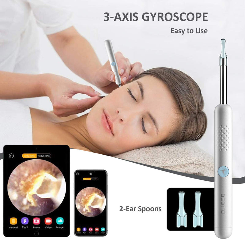 [Australia] - Ear Wax Removal, Ear Cleaning Kit with 1080P HD Endoscope Otoscope, Earwax Remover, Earwax Removal Tools with Led Lights, WiFi Connected, Suit for iPhone, iPad, Android Smart Phones or Tablets (white) White 