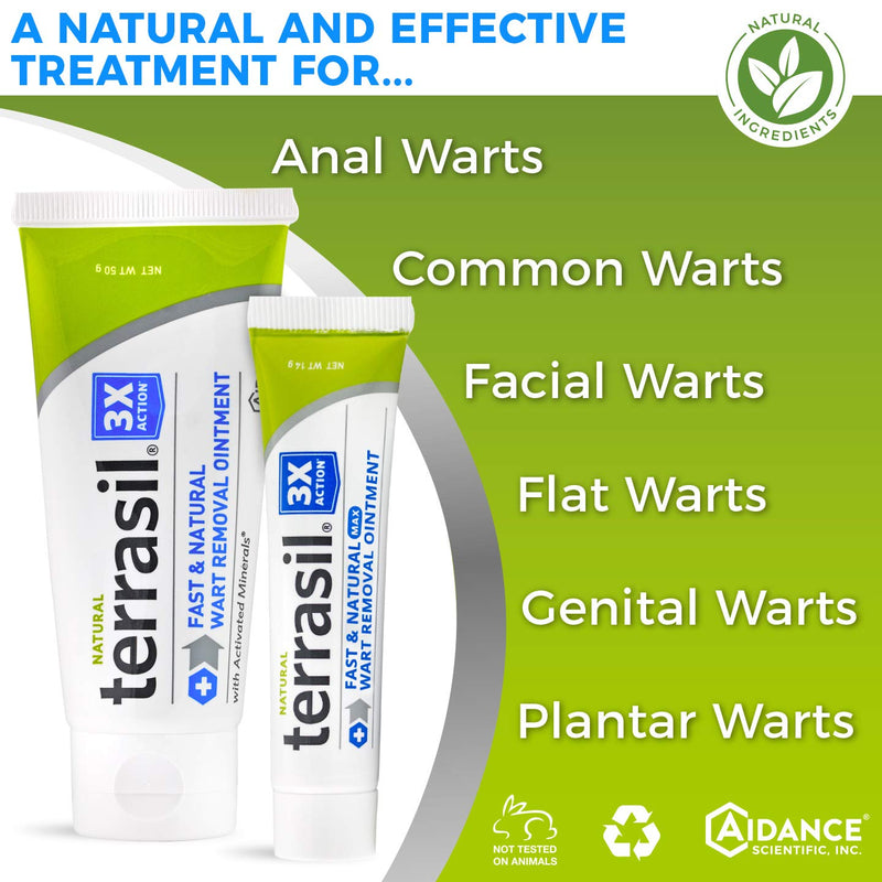 [Australia] - Terrasil Wart Remover Max Ointment - Safe for Sensitive Skin Natural Pain Free Salicylic Acid Free Patented Treatment for Plantar Genital Facial Warts (50gm) 