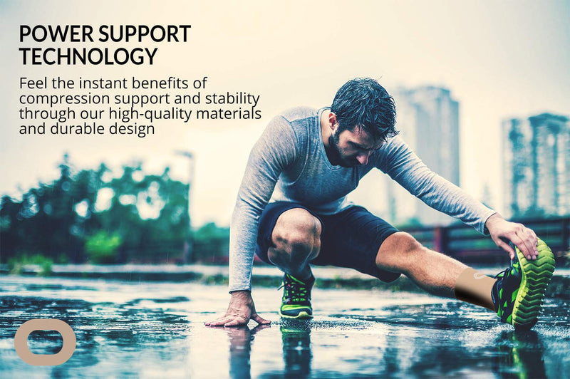 [Australia] - Ankle Brace Compression Support Sleeve (1 Pair) - BEST Ankle Compression Socks for Plantar Fasciitis, Arch Support, Foot & Ankle Swelling, Achilles Tendon, Joint Pain, Injury Recovery, Heel Spurs Medium (Men's 7-10 / Women's 8-11) Beige / Nude 