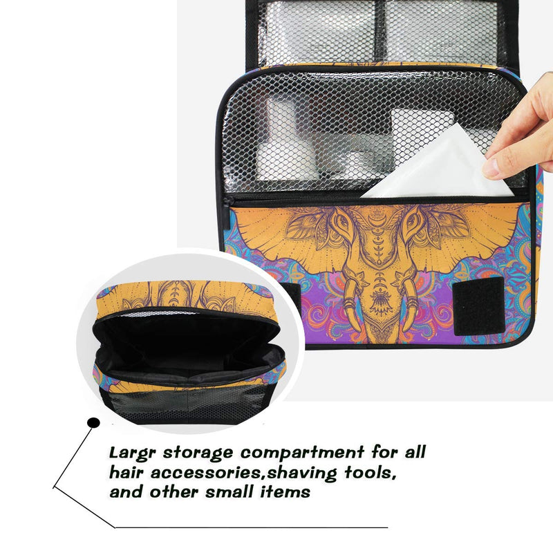 [Australia] - CUTEXL Cosmetic Bag Watercolor Tribal Animal Elephant Large Hanging Wash Gargle Bag Portable Travel Toiletry Bag Makeup Case Organizer for Women Lady 