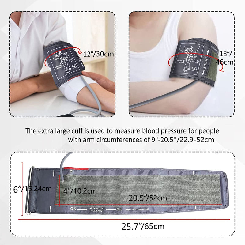 [Australia] - Extra Large Blood Pressure Cuff, ELERA 9”-20.5” Inches (22-52CM) Replacement Extra Large Cuff Applicable for Big Arm, Cuff Only BP Machine Not Included X-Large (Pack of 1) 