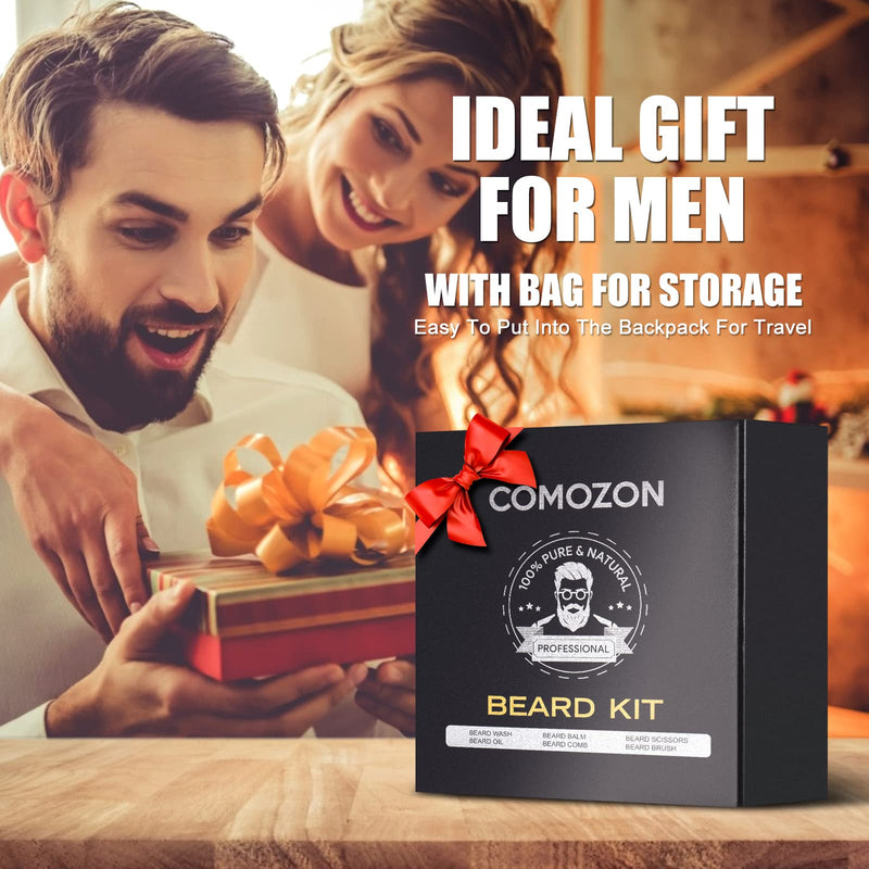[Australia] - Beard Grooming Kit for Men, Beard Kit Gifts for Him, Beard Growth Kit with Beard Oil, Beard Shampoo, Beard Comb, Beard Brush, Beard Balm, Beard Scissors, Best Beard Men Gifts 