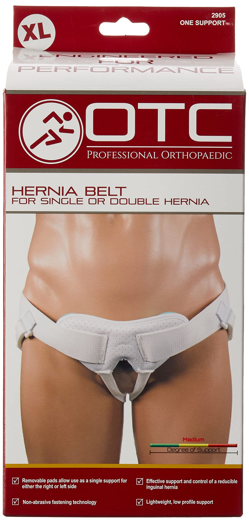 [Australia] - OTC Medical Hernia Belt for Single or Double Hernia, Non Abrasive Truss for Inguinal or Scrotal Hernia Support, White, X-Large 