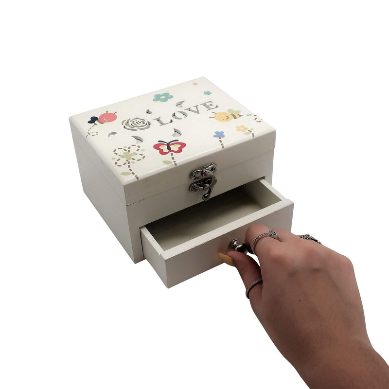 [Australia] - Forest & Twelfth Love Jewelry Box w/Beautiful Laser-Cut Designs, Spacious Wooden Storage Organizer for Rings, Bracelets, Necklaces, Great Gift for Women, Sister, Wife, Girlfriend, Mother, Friend 