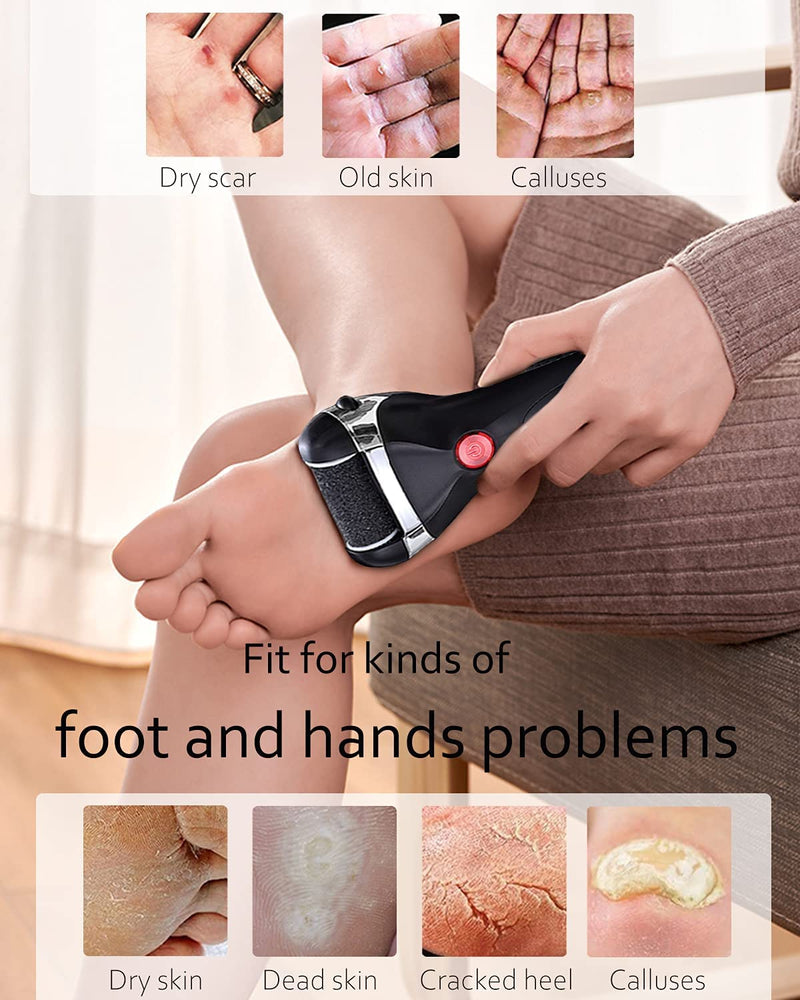[Australia] - Jooayou Foot File Electric for Hard Skin, USB Rechargeable Waterproof Foot Scrub Callus Remover [with 3 Pumice Stone Rollers & 10 in 1 Foot Scraper Set] Foot Care Tool for Dry Dead Cracked Heel 15 Piece Set 
