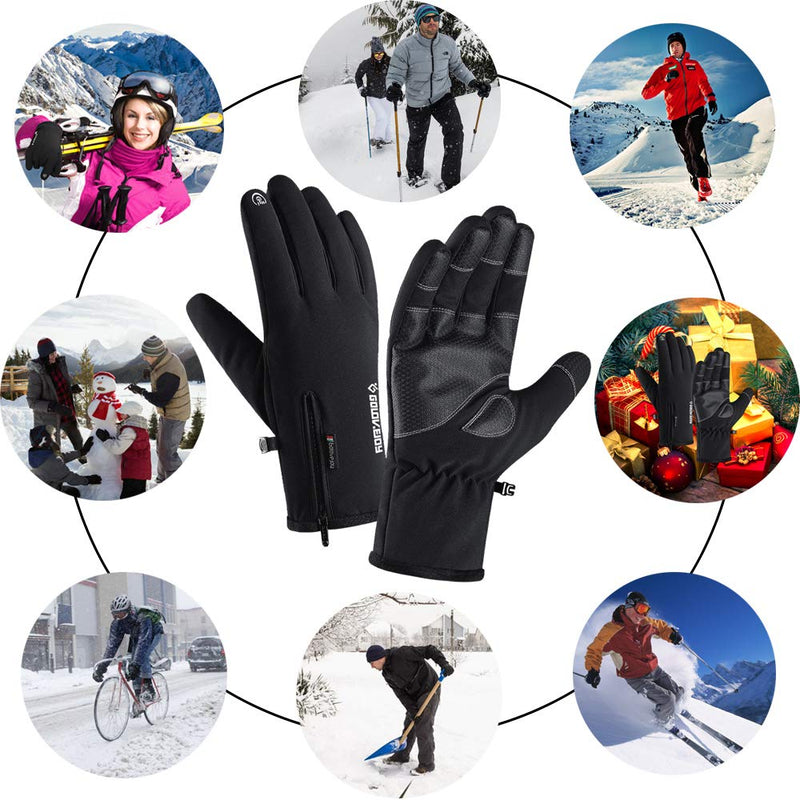 [Australia] - Mens Winter Gloves -30℉Windproof Waterproof Touch Screen Gloves for Outdoor Work Medium 