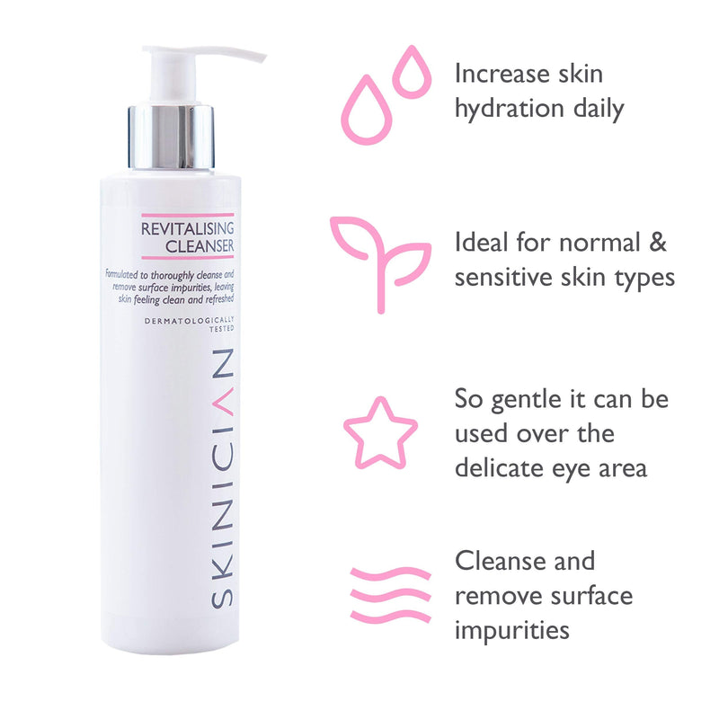 [Australia] - SKINICIAN Revitalising Cleanser - Daily Facial Makeup Remover and Lightweight Cleanser - Facial Wash - Salon Professional Skincare With Added Anti-Oxidants for Soothing & Moisturising (200ml) 