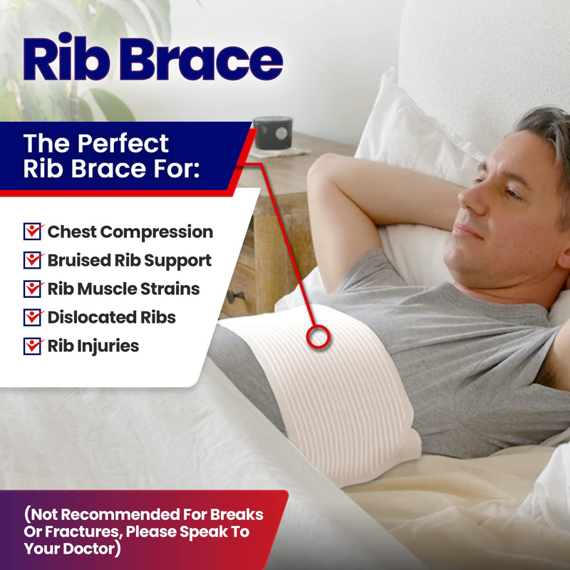 [Australia] - Chest Binder Rib Brace – Beige Rib Belt to Reduce Rib Cage Pain. Chest Compression Support for Rib Muscle Injuries, Bruised Ribs or Rib Flare. Breathable Chest Wrap Breast Binder Women or Men (L/XL) L/XL (37" to 48") 