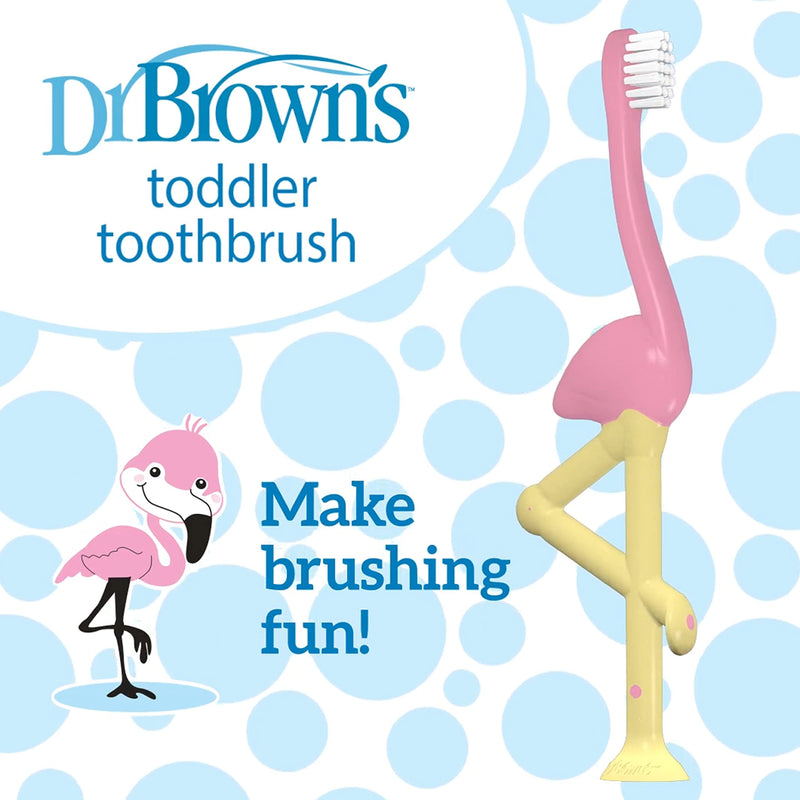 [Australia] - Dr. Brown's Flamingo Toddler Toothbrush, Pink Pink Flamingo 