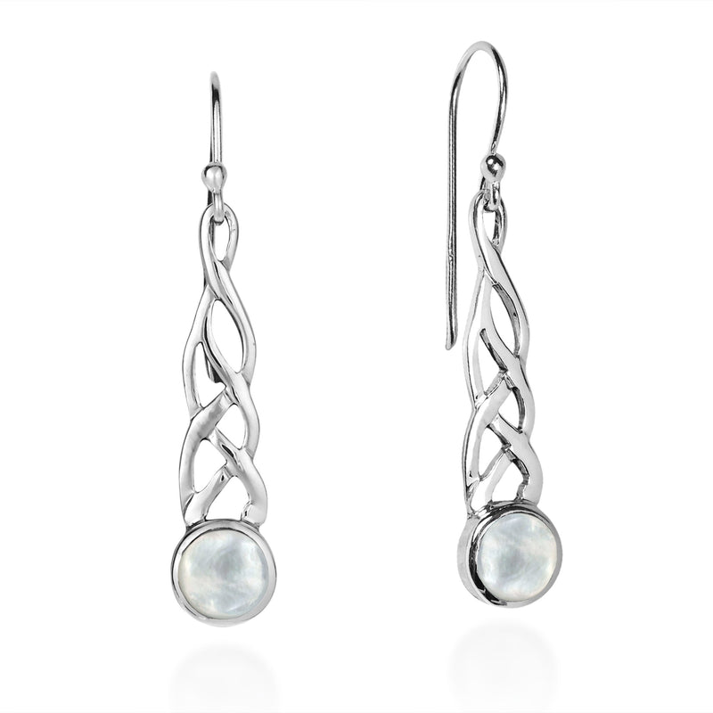 [Australia] - AeraVida Celtic Weave White Mother of Pearl Drop .925 Sterling Silver Jewelry Set 