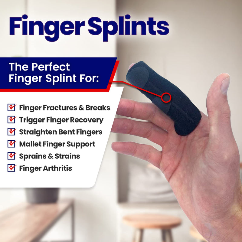 [Australia] - Finger Brace Trigger Finger Splint - Straighten Broken or Bent Fingers & Thumbs. Mallet Finger Splint for Stenosing Tenosynovitis Finger Pain Relief or Locking Finger Tendon. Finger Stabilizer 2 Pack Fits Most 