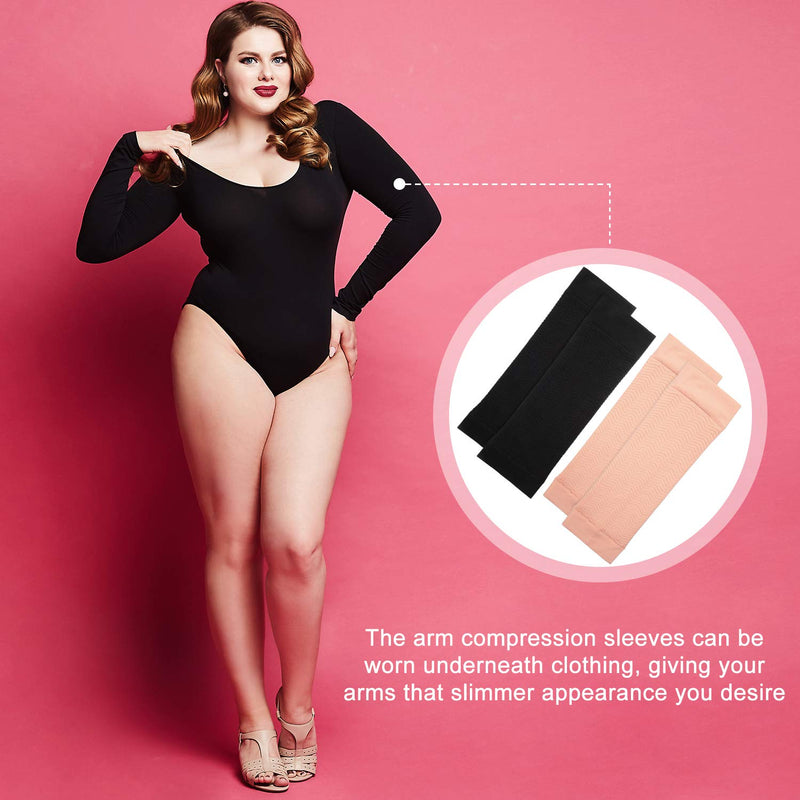 [Australia] - 8 Pairs Arm Shapers Set Upper Arm Compression Sleeve Slimming Arm Warps Arm Slimming Shaper for Woman Cooling Arm Sleeves Cover Sun Sleeves Cover with Thumb Hole 