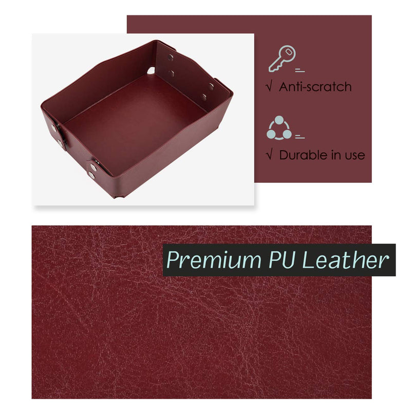 [Australia] - MoKo Valet Tray, PU Leather Valet Tray Portable Collapsible Catchall Tray Sundries Jewelry Storage Tray Plate Organizer for Keys Coins Phone Wallet Glasses Watches Daily Accessories – Brown 