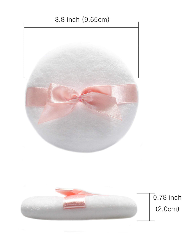 [Australia] - WITCOE 3pcs 3.8 Inch Large Powder Puff, Microfiber Washable Puff with Bow Tie for Body Powder, Loose Powder, Cosmetic Makeup 