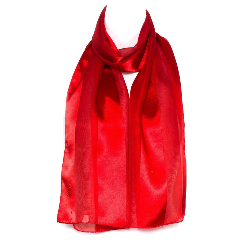 [Australia] - HatToSocks Plain Elegant Chiffon Satin Scarf Pack of 3 Red 
