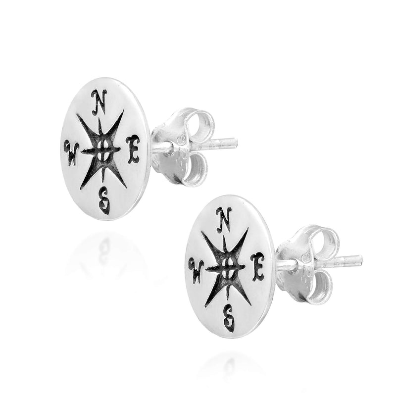 [Australia] - AeraVida Wanderer’s Compass .925 Sterling Silver Stud Earrings 