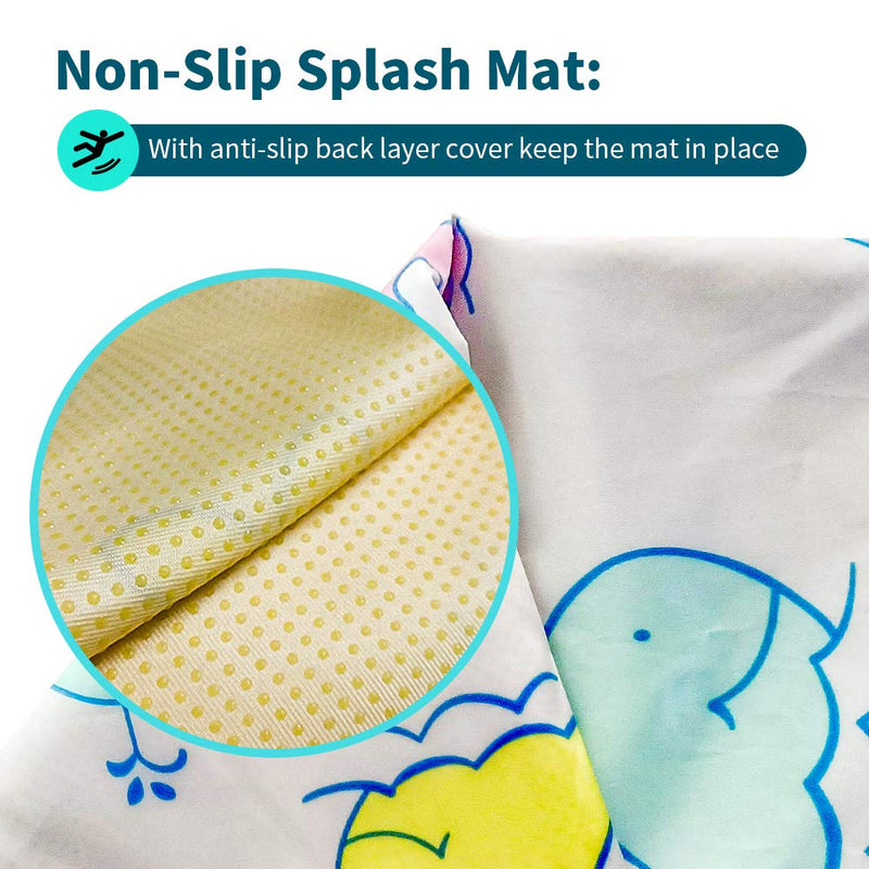 [Australia] - Baby High Chair Splat Floor Mat, 43.3″Waterproof Washable Anti Slip Splash Mat for Eating Mess Floor Protector, Table Cloth and Picnic Mat Whale-43.3″ 
