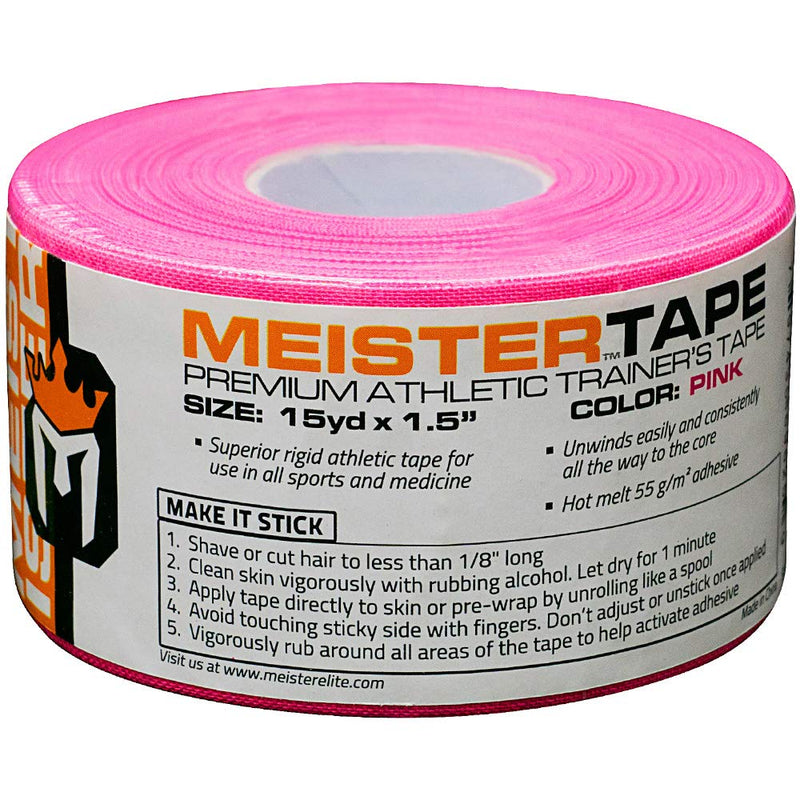 [Australia] - 15Yd x 1.5" Meister Premium Athletic Trainer's Tape for Sports and Medical (50% Longer) - Pink - 1 Roll 