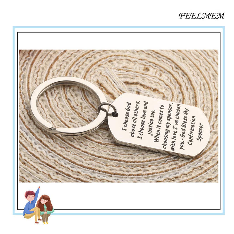 [Australia] - FEELMEM Confirmation Sponsor Gift Sponsor Keychain Sponsor Thank You Keychain Baptism Confirmation Sponsor Proposal Gift for Godparents Godmother Catholic Mentor Gift silver 