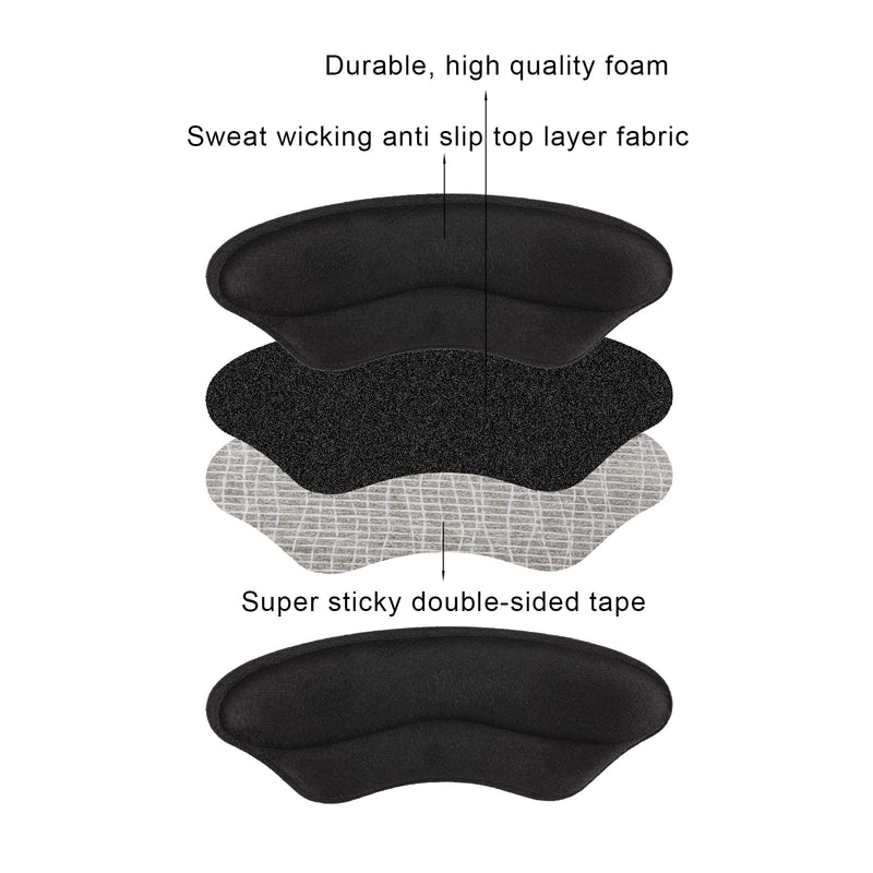 [Australia] - AIEX 6 Pairs Heel Grips, Sponge Heel Protectors, Heel Cushion Pads, Kids Heel Grips, Soft Heel Grips for Ladies Shoes Mens Shoes Kids Shoes(Black) Black 