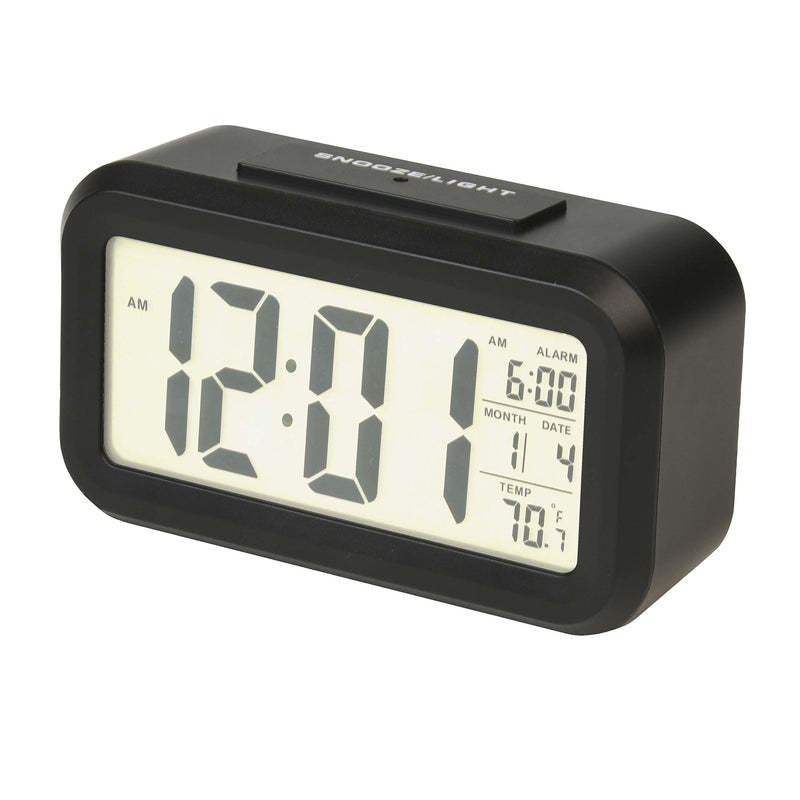 [Australia] - RCA Portable Alarm Clock with Auto Night Light Sensor, Adjustable Brightness, Indoor Temperature Display, Full Calendar with 12 or 24 Hour Options 