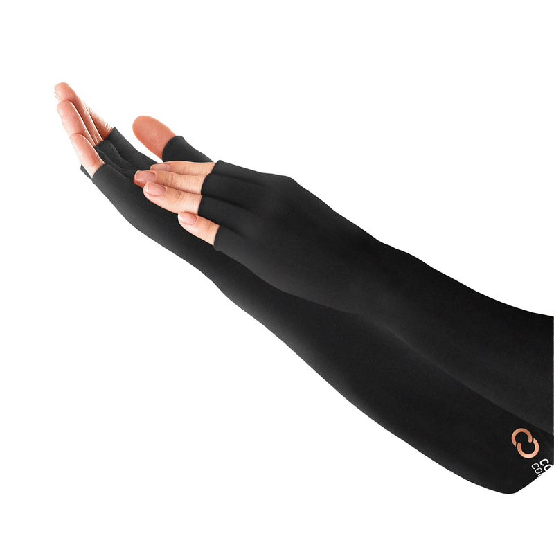 [Australia] - Copper Compression Long Arthritis Gloves - Copper Infused Extra Long Fit Glove for Women & Men. Best for Carpal Tunnel, Computer Typing, RSI, Support Hands, Wrist and Arms - 1 PAIR Small 