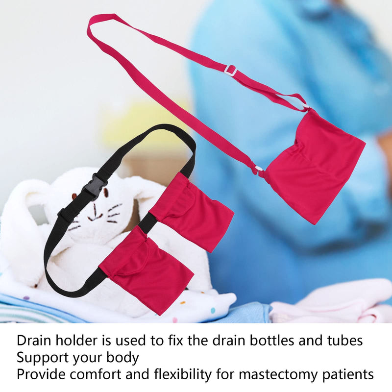 [Australia] - Mastectomy Drain Holder, Length Adjust Elastic Band Mesh Shower Bag for Post Mastectomy Support(Red) Red 