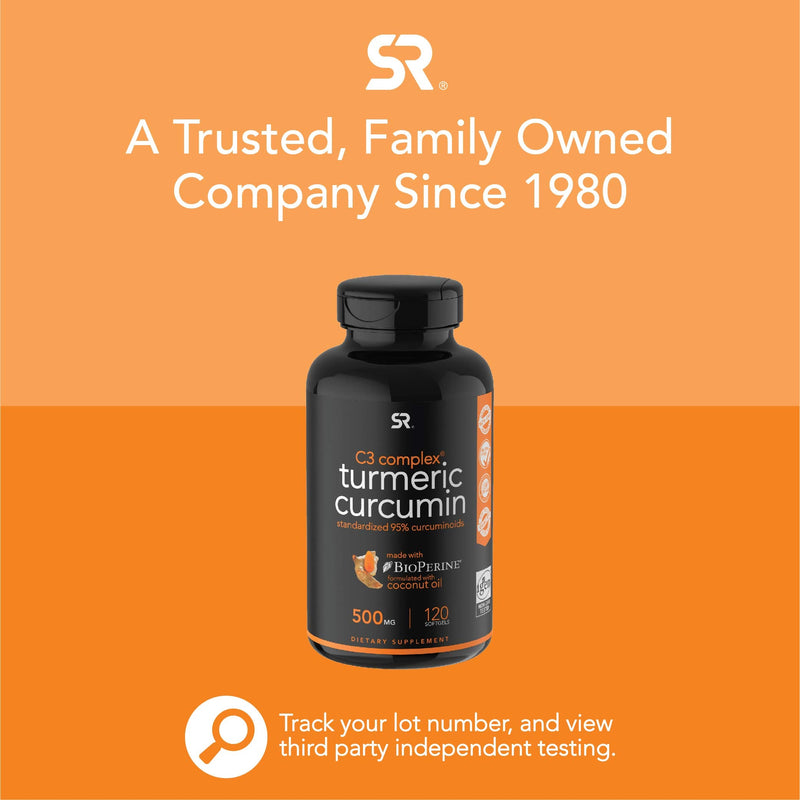 [Australia] - Turmeric Curcumin C3 Complex 500mg, Enhanced with Black Pepper & Organic Coconut Oil for Better Absorption; Non-GMO & Gluten Free - 120 Count 120 Count (Pack of 1) Softgels 