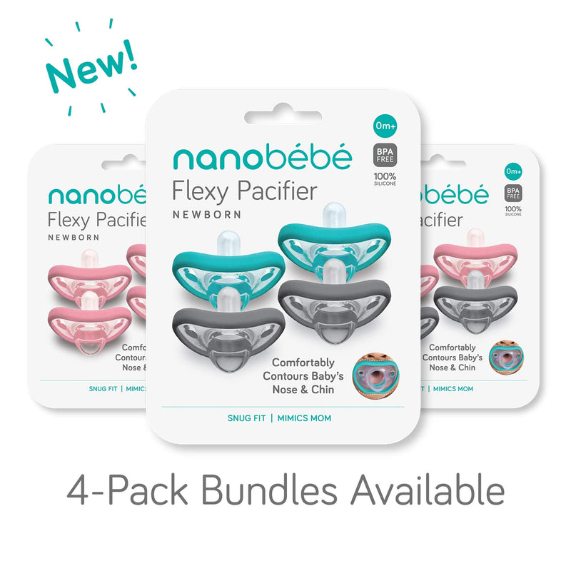 [Australia] - Nanobebe Baby Soothers 0-3 Month - Orthodontic, Curves Comfortably with Face Contour, Award Winning for Breastfeeding Babies, 100% Silicone - BPA Free. Perfect Baby Gift 2pk,Grey 0-3 Months Grey 