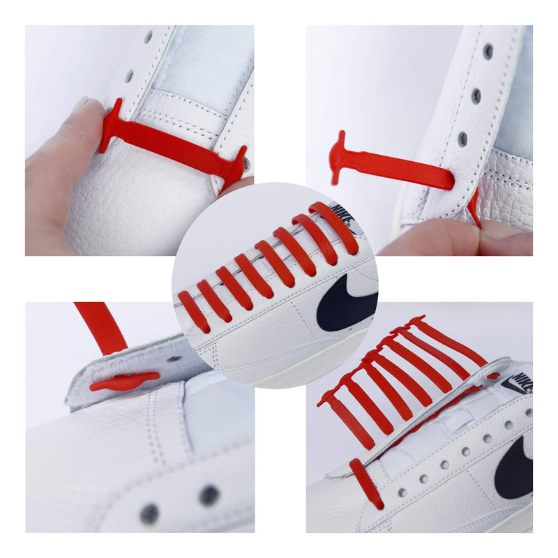 [Australia] - RECKNEY No Tie Shoe Laces for Kids and Adults, Elastic Laces for Trainers, Silicone Tieless Flat Shoelaces for Running Shoes Black 