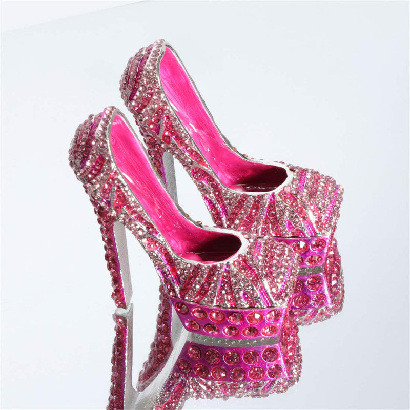 [Australia] - Waltz&F Diamond Pink High Heel Shoe Set Metal Hinged Trinket Box Jewelry Holder Home Decoration 2pcs 