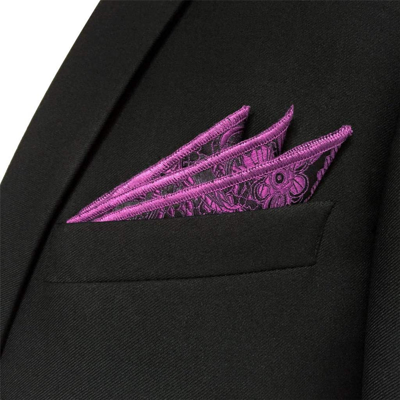 [Australia] - S&W SHLAX&WING Purple Ties for Men Silk Neckties Plum Paisley for Wedding Party Designer 12.6"x12.6" Matching Pocket Square Only 
