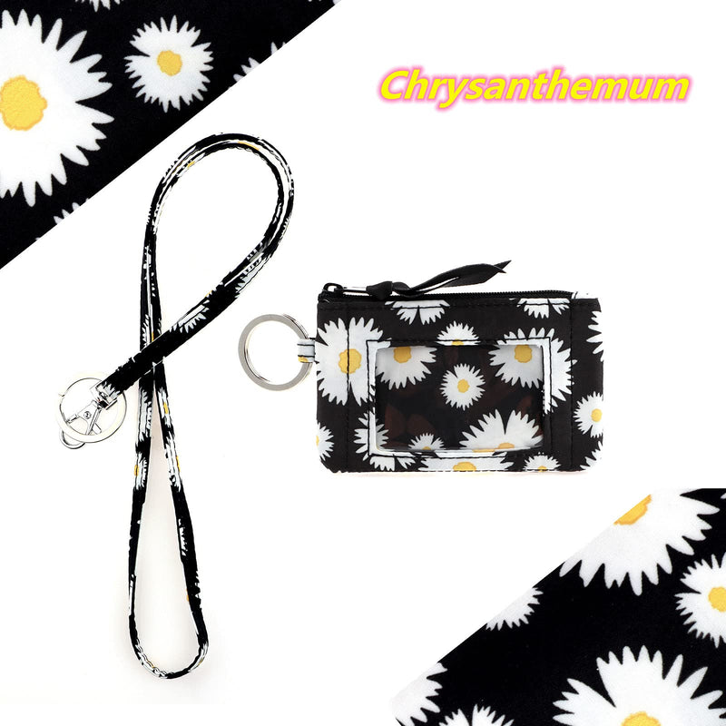 [Australia] - DONGGANGAJI Women's Wallet and Lanyard Set,Zip Id Case with Lanyard (Chrysanthemum-05) Chrysanthemum 