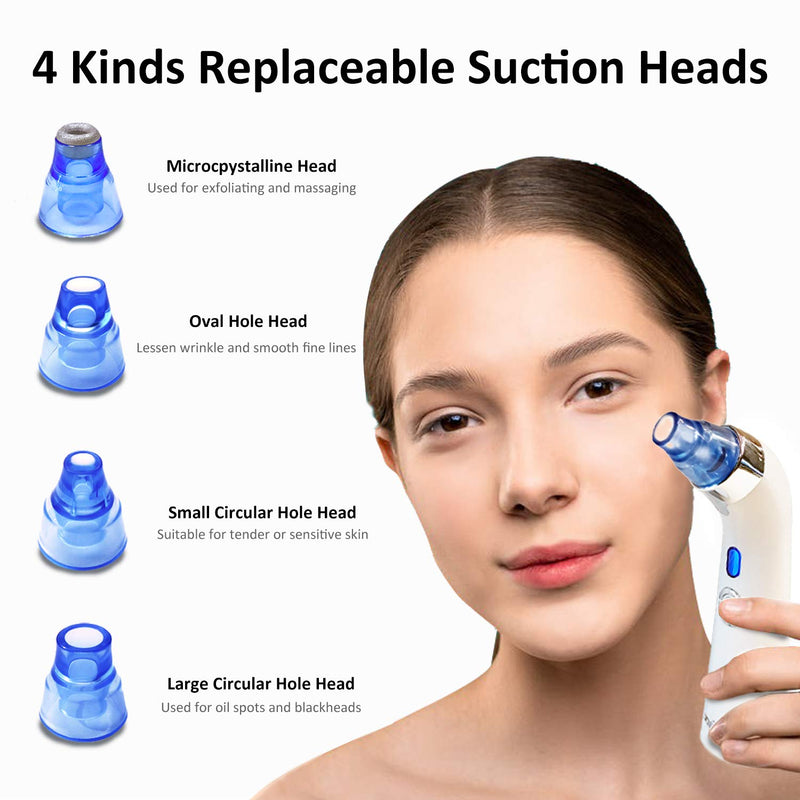 [Australia] - Blackhead Remover Vacuum, Electric Blackhead Remover Pore Vacuum Facial Suction Cleaner Tool with 4 Replaceable Suction Probes(Blue) blue 
