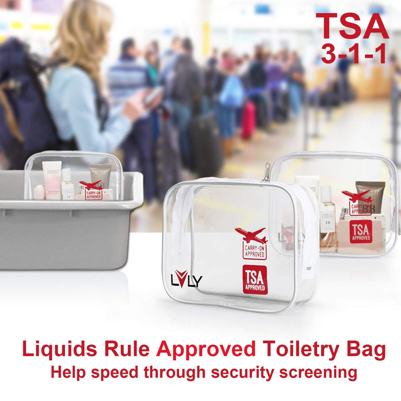 [Australia] - emissary 3 Pack TSA Approved Clear Toiletry Bag - Waterproof Travel Toiletries Bags - Transparent Clear Zippered Pouches - Clear Small Toiletry Bag - Airport Airline Compliant Plastic Travel Bags TSA 