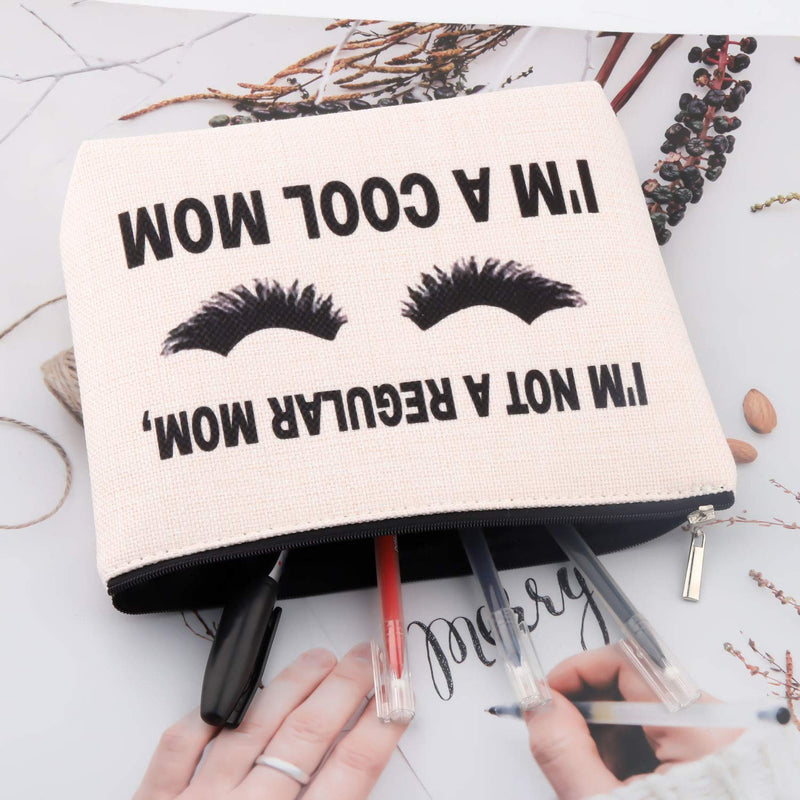 [Australia] - POFULL Cosmetic Bag for Mom Mather Travel Makeup Pouch I'm Not A Regular Mom I'm A Cool Mom Makeupbag Mother's Day (Cool mom makeup bag) Cool mom makeup bag 