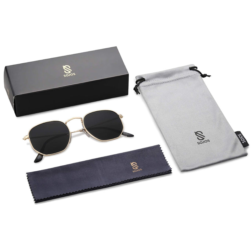 [Australia] - SOJOS Small Square Polarized Sunglasses for Men and Women Polygon Mirrored Lens SJ1072 Black 