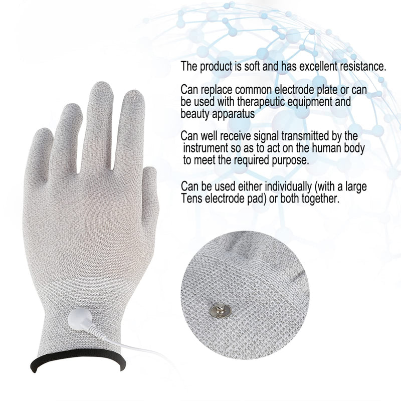 [Australia] - Electrode Gloves, 1 Pair Tens Machine Conductive Electrode Massage Gloves Electrotherapy Lead Wires(M) M 