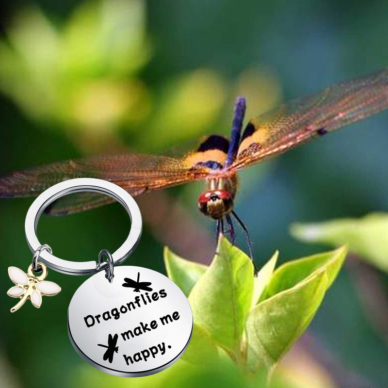 [Australia] - FUSTMW Dragonfly Gifts Keychain Dragonfly Themed Gifts Dragonfly Charm Jewelry Nature Lover Gifts Dragonflies Make Me Happy dragonflies keychain 