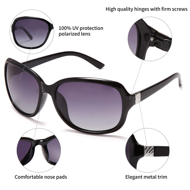 [Australia] - EYEGUARD 2 Pack Polarized Sunglasses for Women Men Classic Retro Vintage Oversized Eyewear 2pack - Plastic Black Frame + Metal Gold Frame 