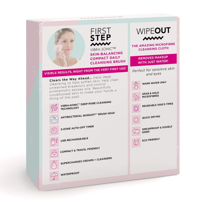 [Australia] - Magnitone Natural Cleansing Ultimate Gift Set with First Step Daily Cleansing Brush and 2 Wipe Out Makeup Remover Cloth Wipes 