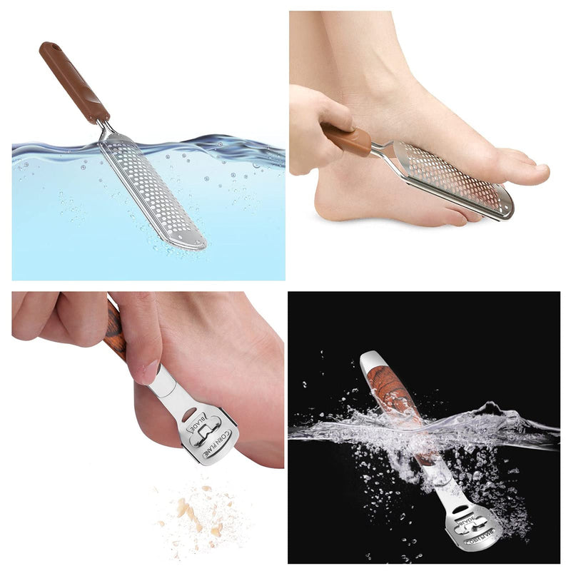 [Australia] - Colossal Foot Rasp & Wood Handle Callus Shaver (10 Replacement & 1 Foot File Heads), Pedicure Foot File Kit, Heel Scraper For Feet, Foot File Callus Remover 