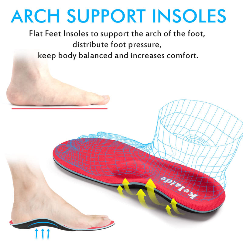[Australia] - Orthotic Insoles, High Arch Support Soft Insert for Flat Feet, Plantar Fasciitis, Feet Pain, Foot Valgus, Over Pronation, Walking Fit Insoles for Men and Women UK-4-230mm Red 
