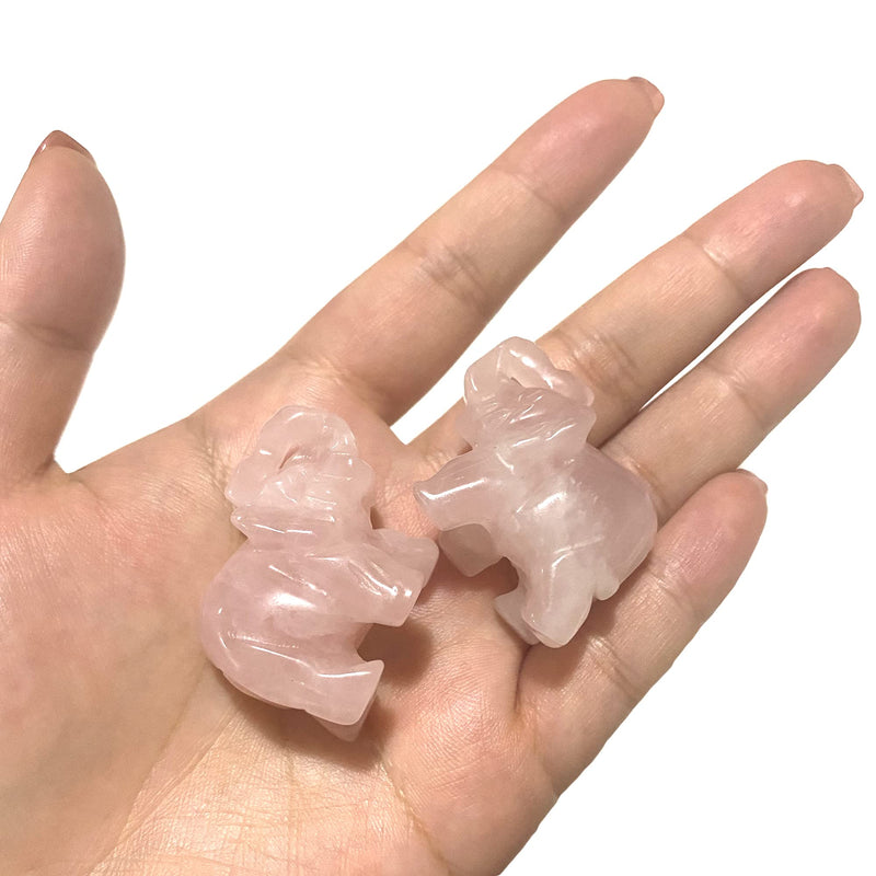 [Australia] - Ouubuuy Natural Rose Quartz Crystal Elephant Stone Gemstone Ornament Reiki Healing Crystal Gift 1.5 inch 