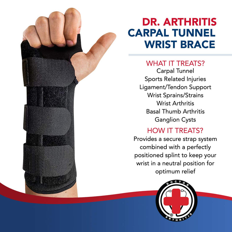 [Australia] - Doctor Developed Carpal Tunnel Wrist Brace Night & Wrist Support & Sleep Brace [Single] (with splint) -Registered Class I Medical Device & Doctor Written Handbook - Fully Adjustable to Fit any Hand (Right) Right - Splint Support 
